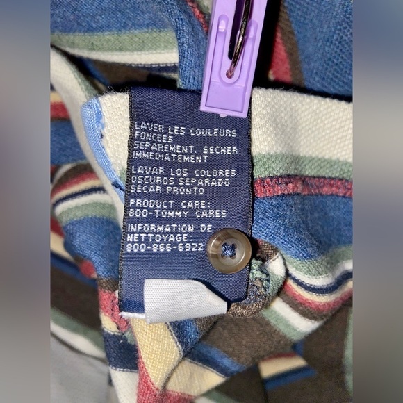 2/30$ Men’s Vintage‎ Tommy Hilfiger knitted striped 100% cotton Polo size XL - Picture 9 of 12